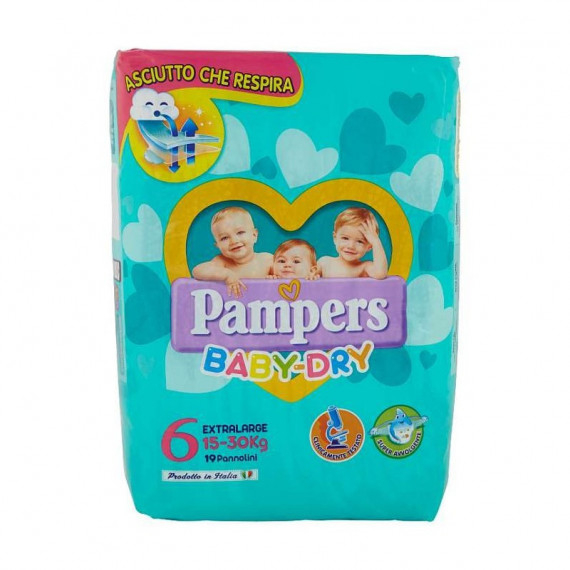 PAMPERS BABY DRY PANNOLINI 6 EXTRALARGE KG. 15-30 PEZZI 19